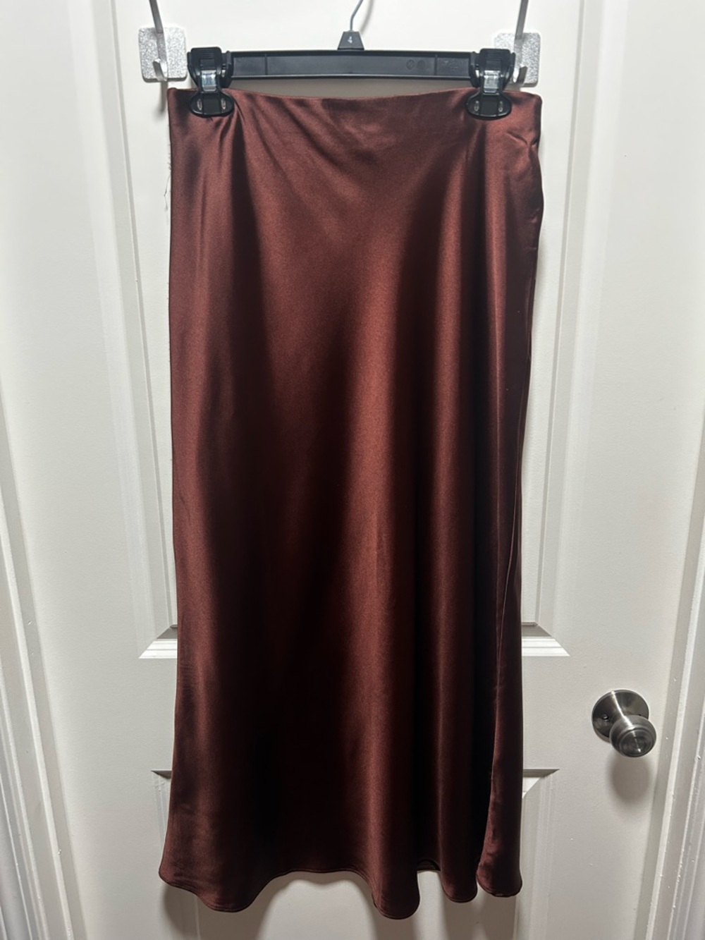 Double Zero Chocolate Brown Satin Maxi Skirt